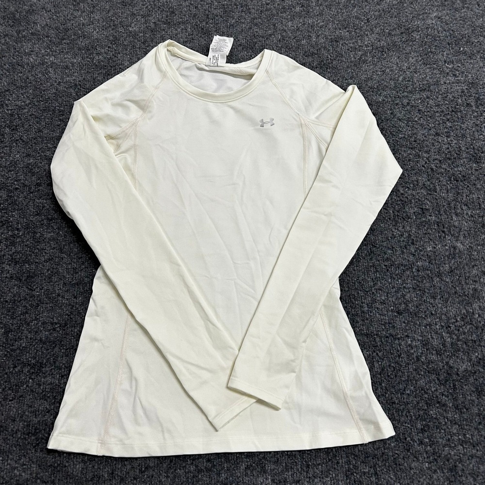 Under Armour Shirt Womens Size M White ColdGear Fitted Long Sleeve Athletic Top
